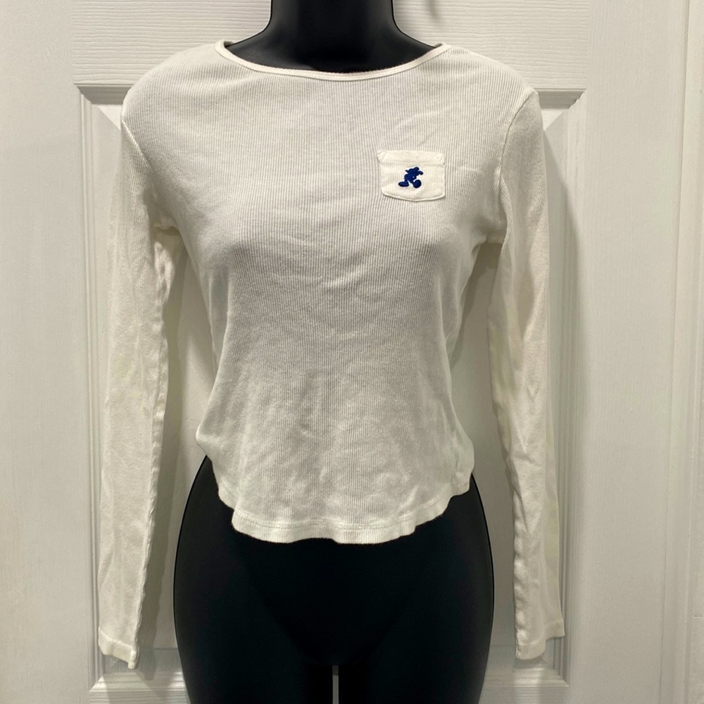 Disneyland Resort Long Sleeve Mickey Mouse Pocket Detail Crop Top
